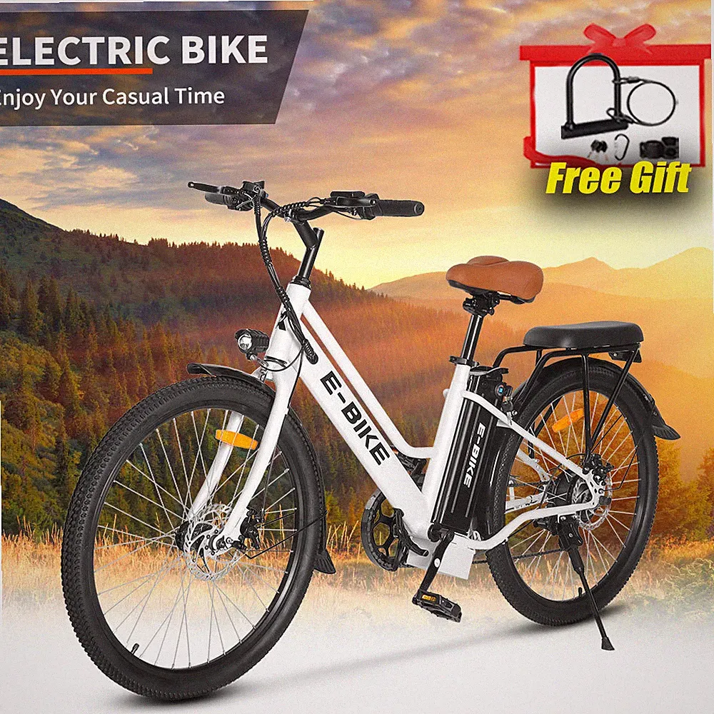 500W Electric Bike for Adults Classic 26" Electric Mountain Bicycle 36V10A White