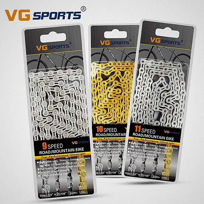 Bicycle Chain VG Sports 8/9/10/11 Speed MTB Road Bike Half Hollow Chain Gold