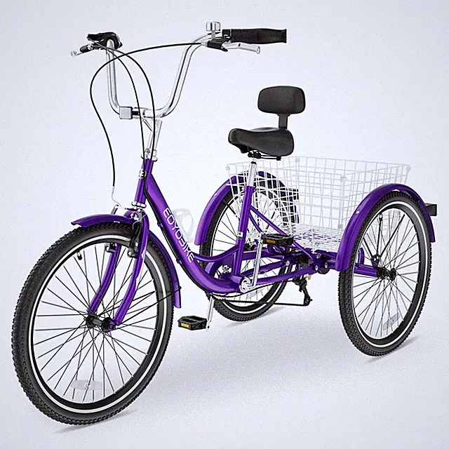 Mooncool 24" 7 Speed Adult Trike Tricycle 3-Wheel Bike with Basket for Shopping