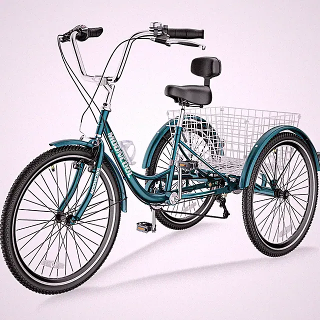 Mooncool 24 inch Tires Adult Trike 7-Speed Tricycle with Basket&Backrest Seat