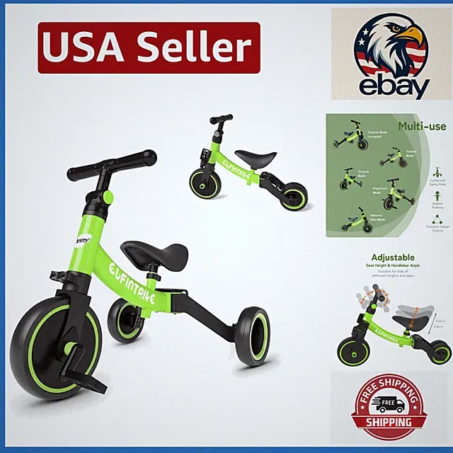 Removable Pedals Toddler Bike – Stylish Green Trike for Little Riders