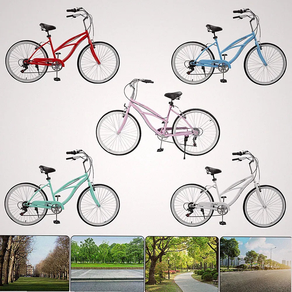 Urban Lady Girl's Bicycle Women's Beach Cruiser Bike 26 Inches 7 Speed R10